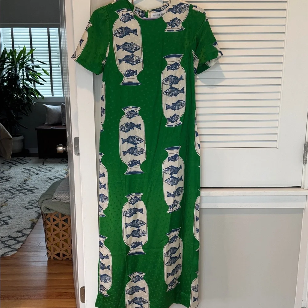 Hunter Bell Green and Blue Fish Print Dress (Valerie Dress) - Picture 1 of 4